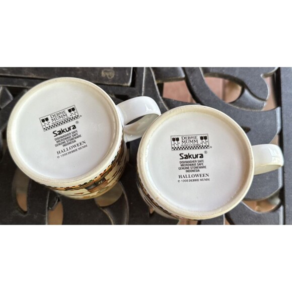 Set of 2 Mugs/Cups: Debbie Mumm Sakura Halloween: 1998 Witch, 1998 Frankenstein - Picture 5 of 6